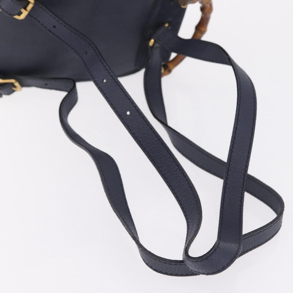GUCCI Bamboo Backpack Suede Navy Gold 003 1998 0030 Auth 206490