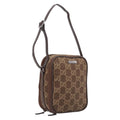 GUCCI GG Canvas Pouch Brown Silver Auth 206495
