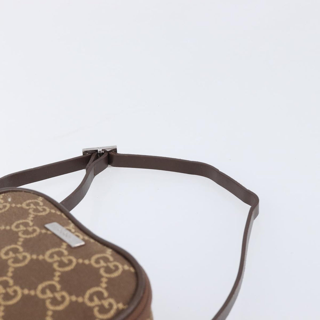 GUCCI GG Canvas Pouch Brown Silver Auth 206495