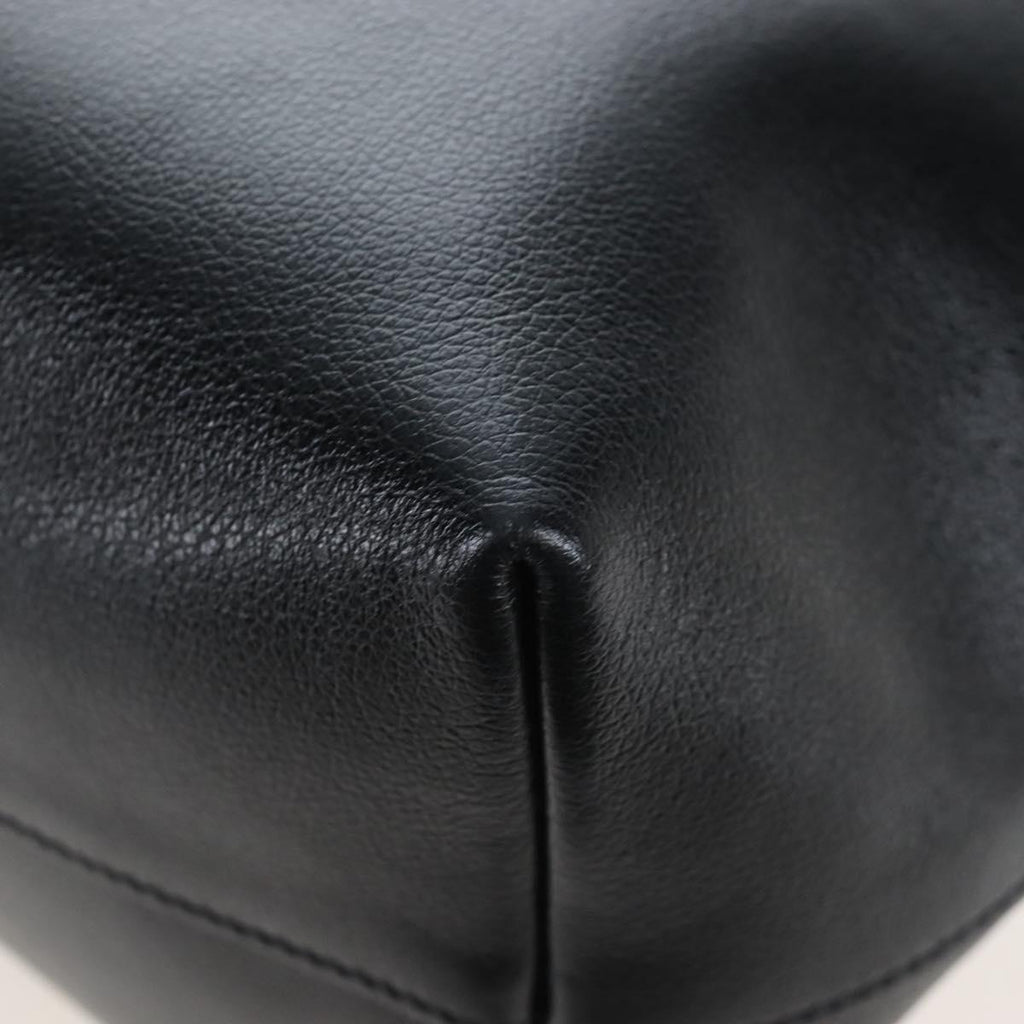 PRADA Hand Bag Leather 2way Black Gold Auth 206508M