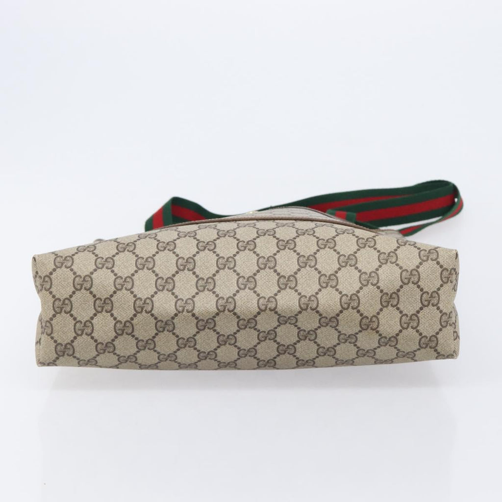 GUCCI GG Supreme Web Sherry Line Tote Bag PVC Beige Gold 89 02 003 Auth 206532A
