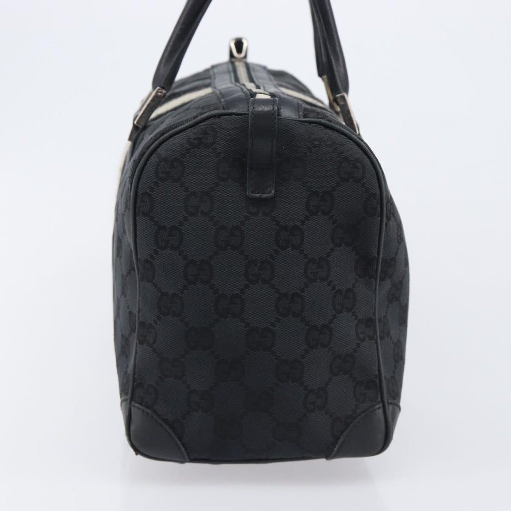 GUCCI GG Canvas Sherry Line Hand Bag Black Silver 000 0846 Auth 206535