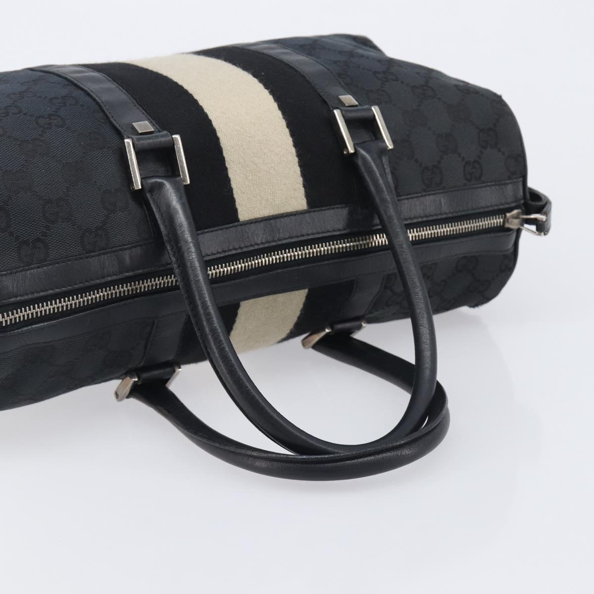 GUCCI GG Canvas Sherry Line Hand Bag Black Silver 000 0846 Auth 206535