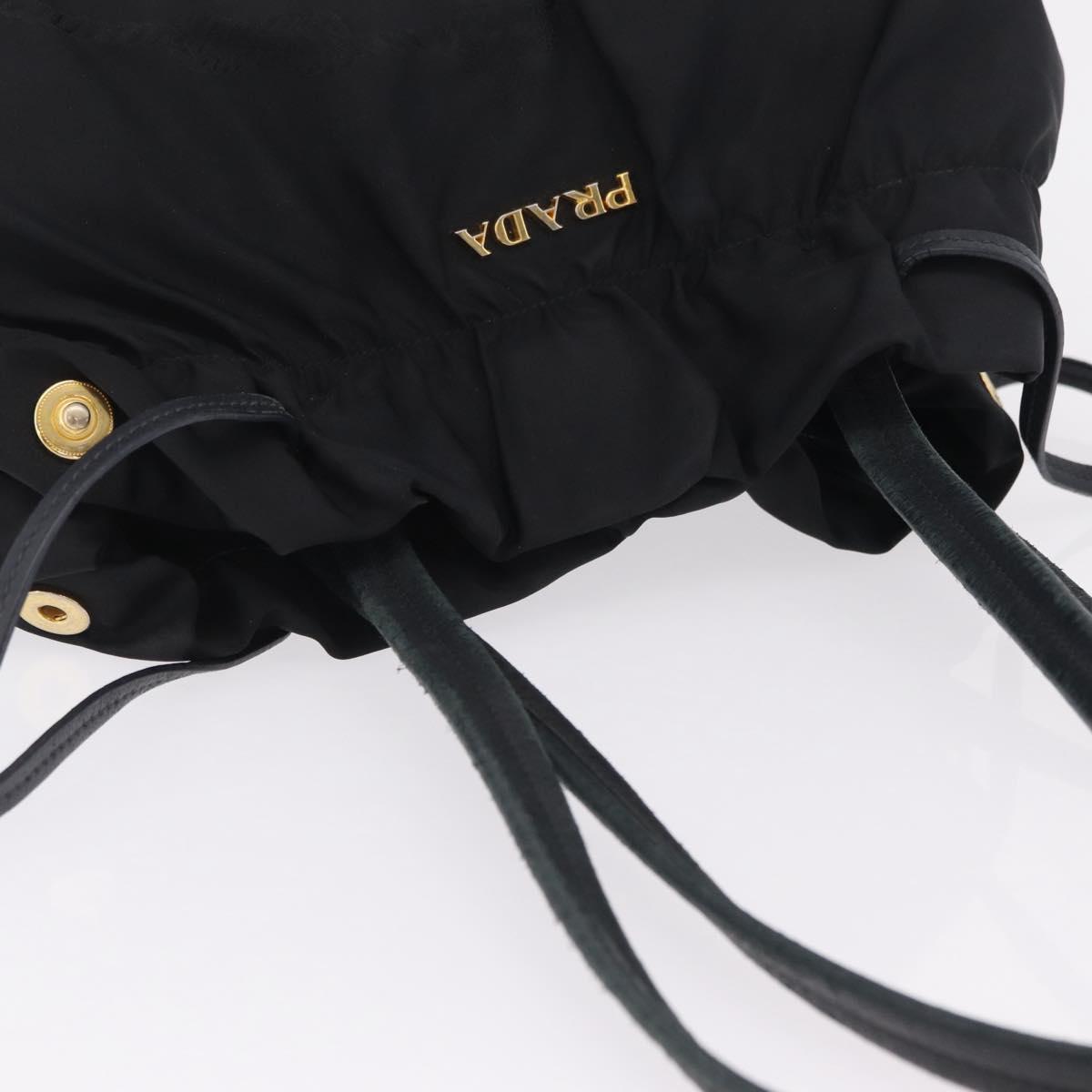 PRADA Tote Bag Nylon Black Gold Auth 206537