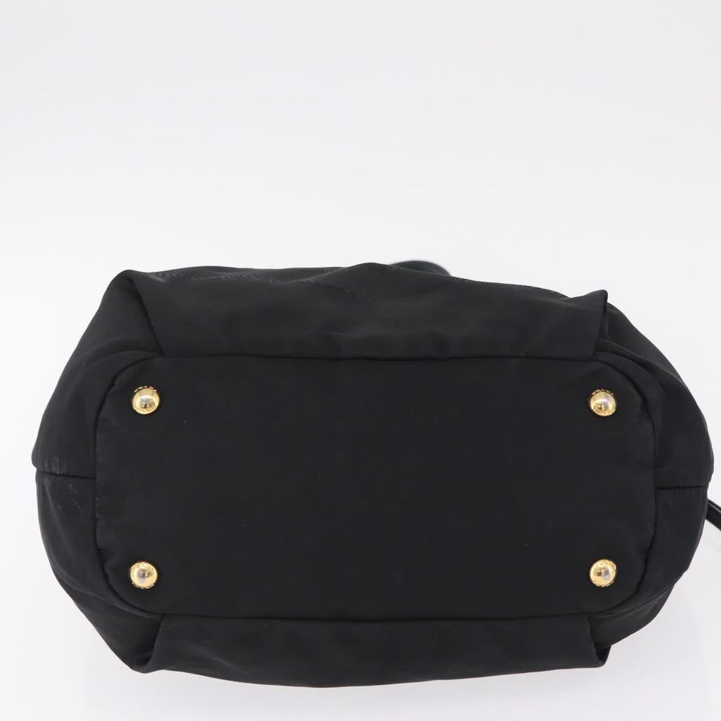 PRADA Tote Bag Nylon Black Gold Auth 206537