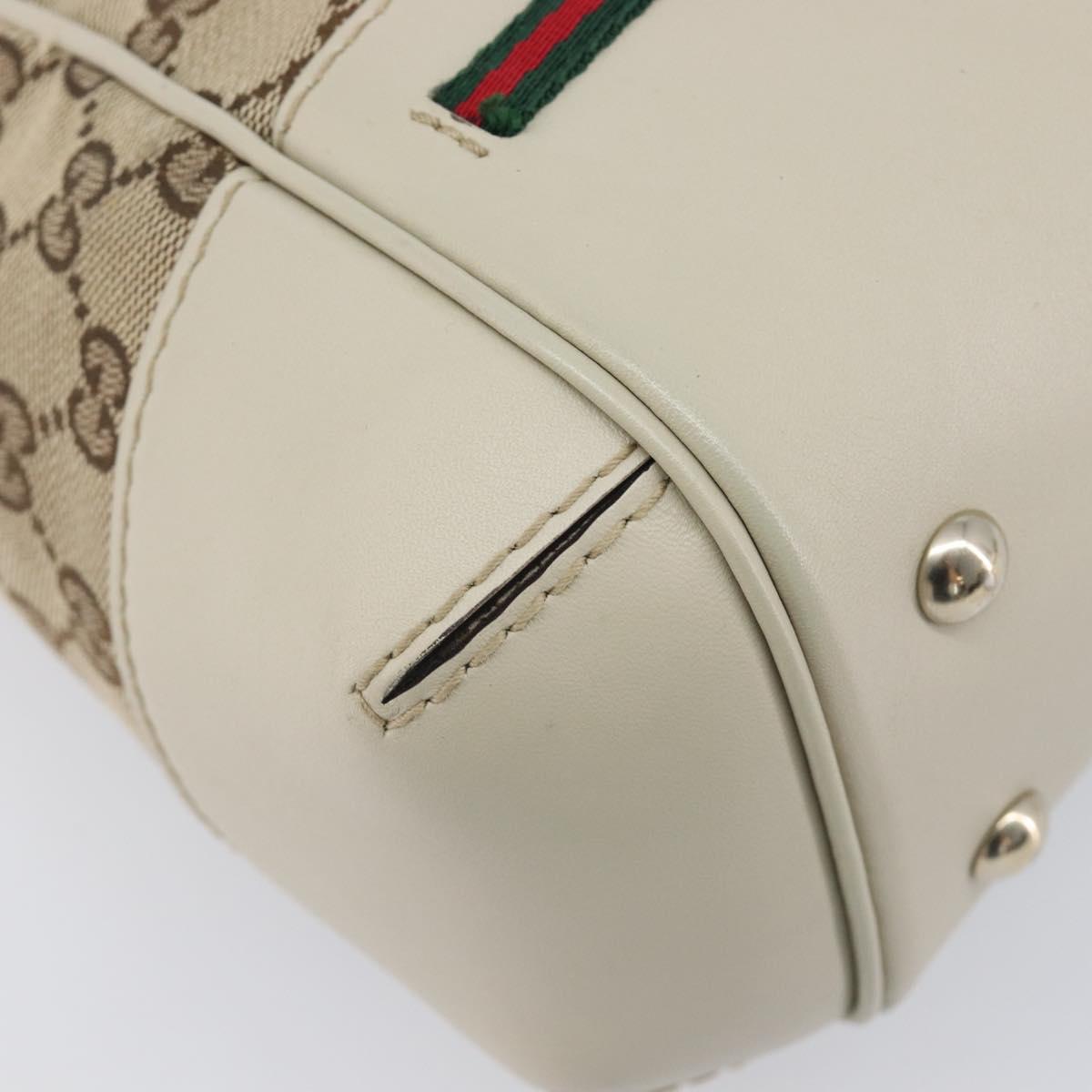 GUCCI GG Canvas Web Sherry Line Hand Bag Beige Gold 269894 Auth 206539A