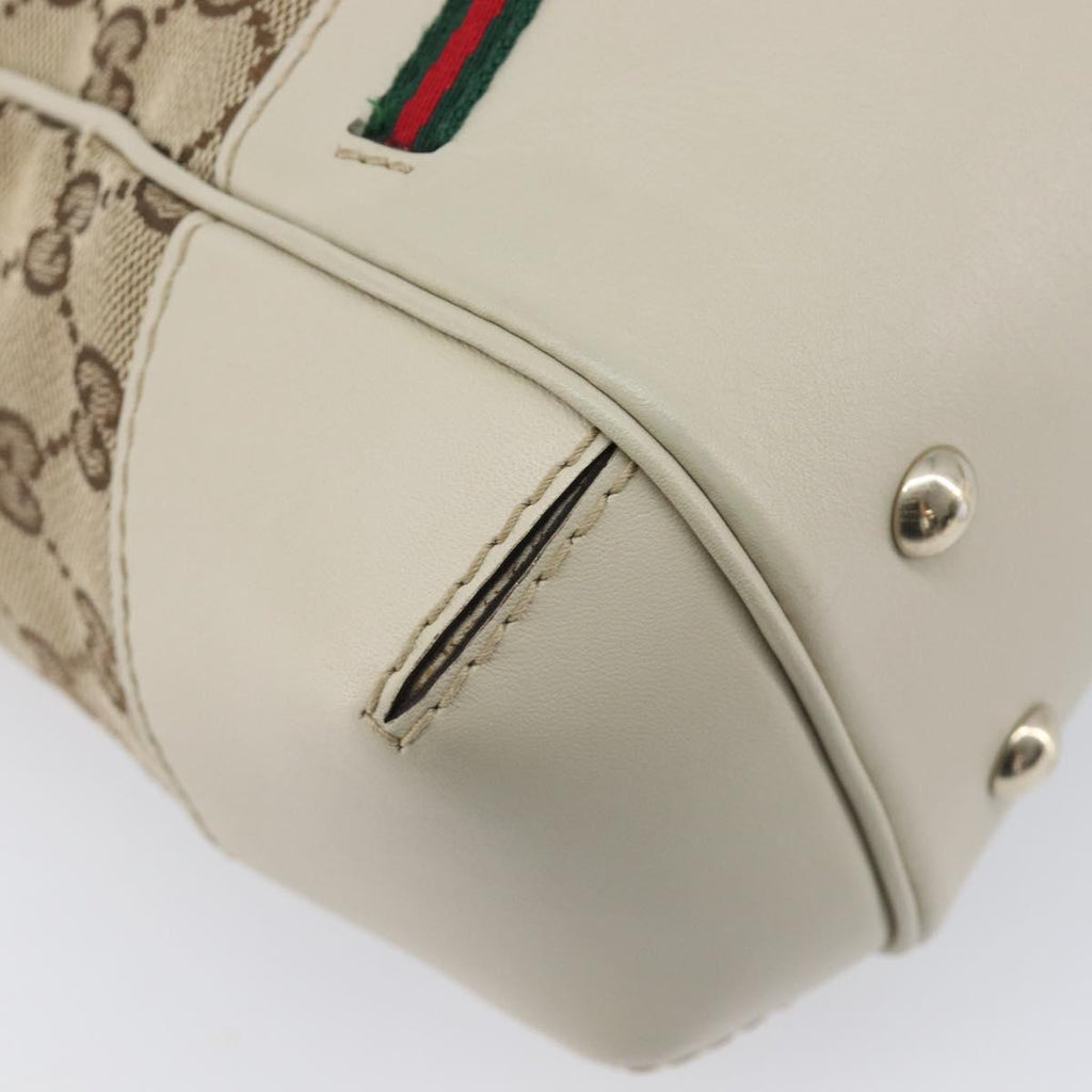 GUCCI GG Canvas Web Sherry Line Hand Bag Beige Gold 269894 Auth 206539A