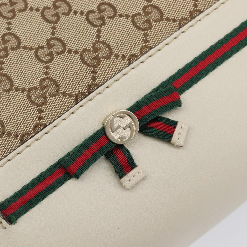 GUCCI GG Canvas Web Sherry Line Hand Bag Beige Gold 269894 Auth 206539A