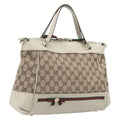 GUCCI GG Canvas Web Sherry Line Hand Bag Beige Gold 269894 Auth 206539A