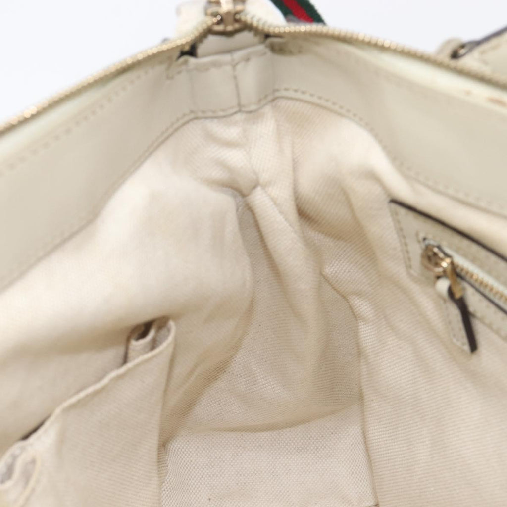 GUCCI GG Canvas Web Sherry Line Hand Bag Beige Gold 269894 Auth 206539A