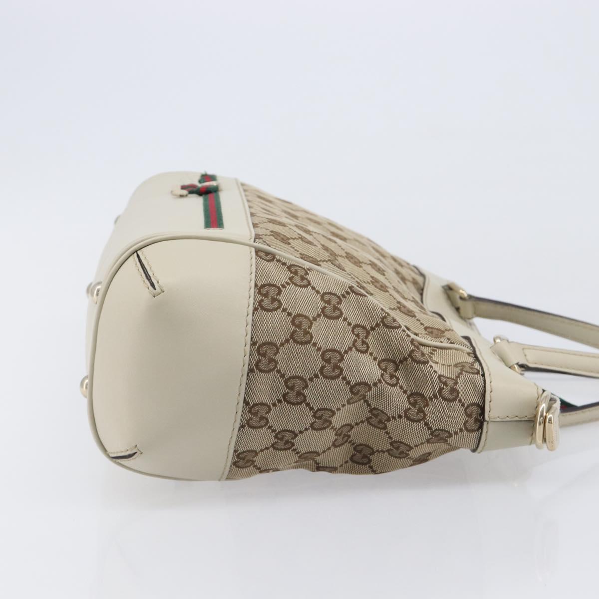 GUCCI GG Canvas Web Sherry Line Hand Bag Beige Gold 269894 Auth 206539A