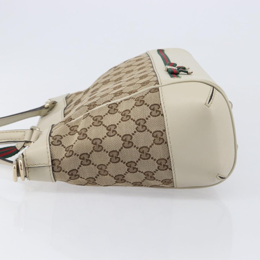GUCCI GG Canvas Web Sherry Line Hand Bag Beige Gold 269894 Auth 206539A