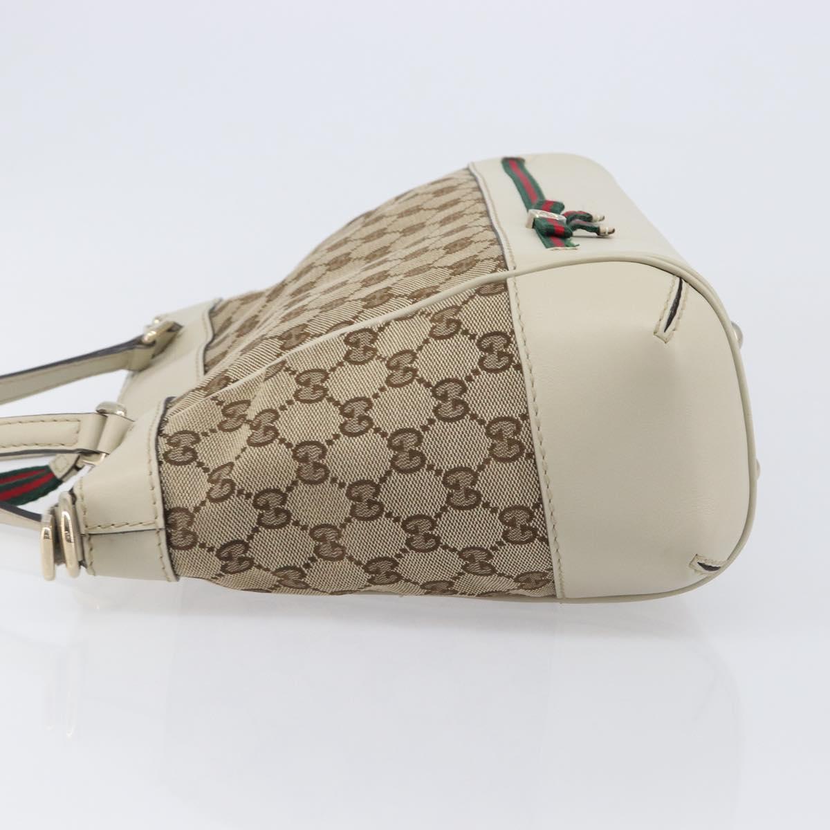 GUCCI GG Canvas Web Sherry Line Hand Bag Beige Gold 269894 Auth 206539A