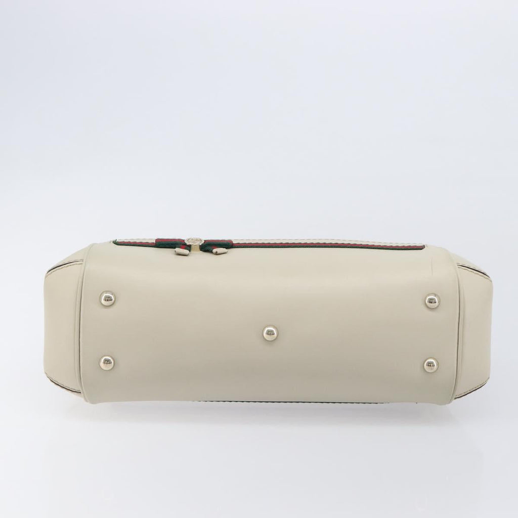 GUCCI GG Canvas Web Sherry Line Hand Bag Beige Gold 269894 Auth 206539A