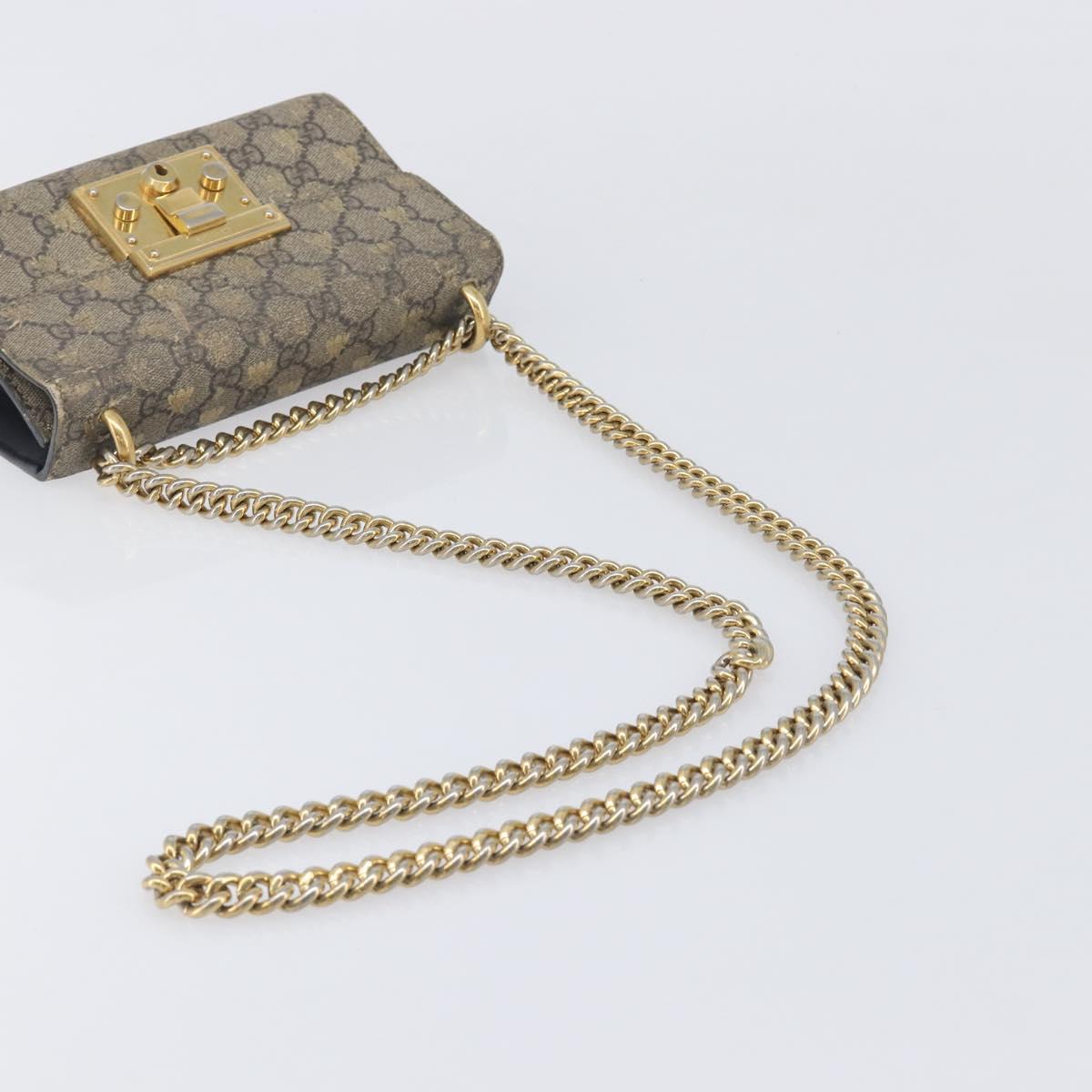 GUCCI GG Supreme Padlock Chain Shoulder Bag PVC Beige Gold 409487 Auth 206567