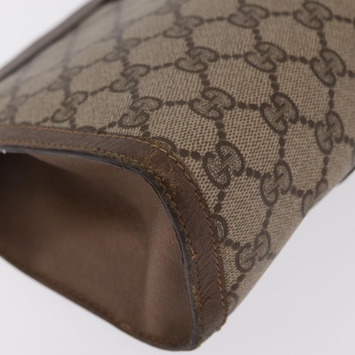 GUCCI GG Supreme Web Sherry Line Clutch Bag PVC Beige Gold 89 01 033 Auth 206572