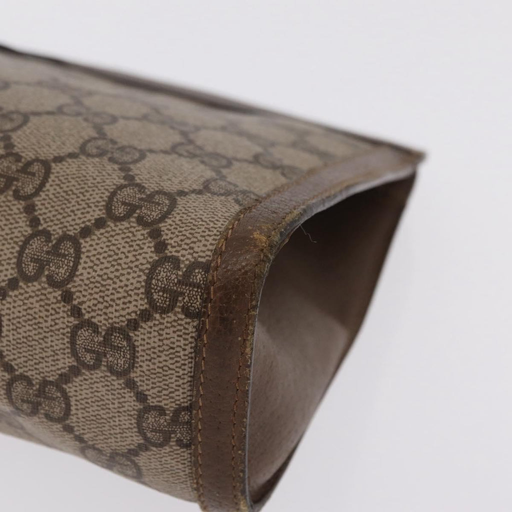 GUCCI GG Supreme Web Sherry Line Clutch Bag PVC Beige Gold 89 01 033 Auth 206572