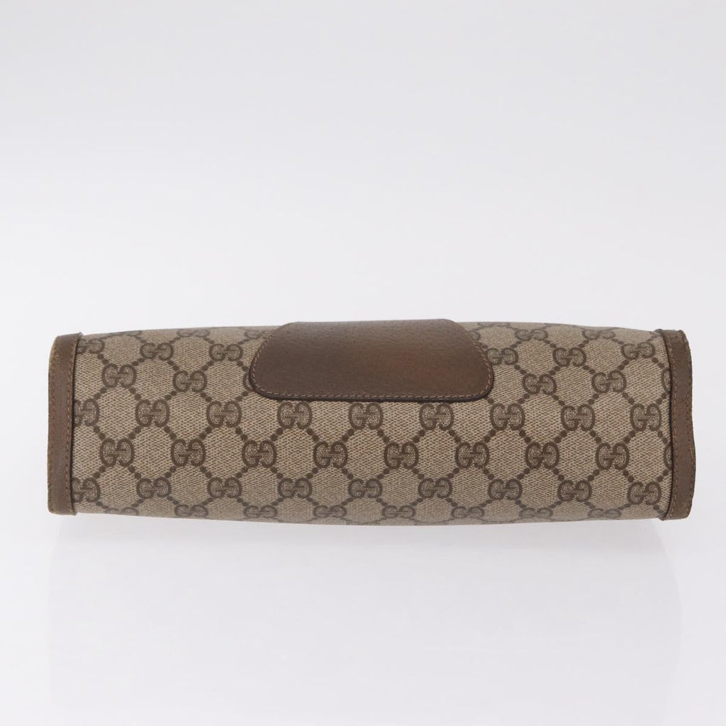 GUCCI GG Supreme Web Sherry Line Clutch Bag PVC Beige Gold 89 01 033 Auth 206572