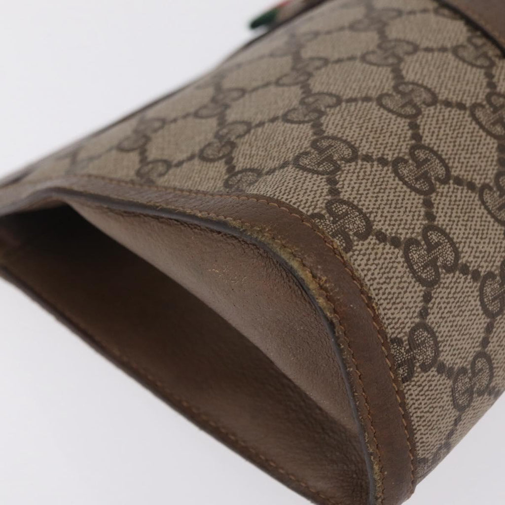 GUCCI GG Supreme Web Sherry Line Clutch Bag PVC Beige Gold 89 01 033 Auth 206572