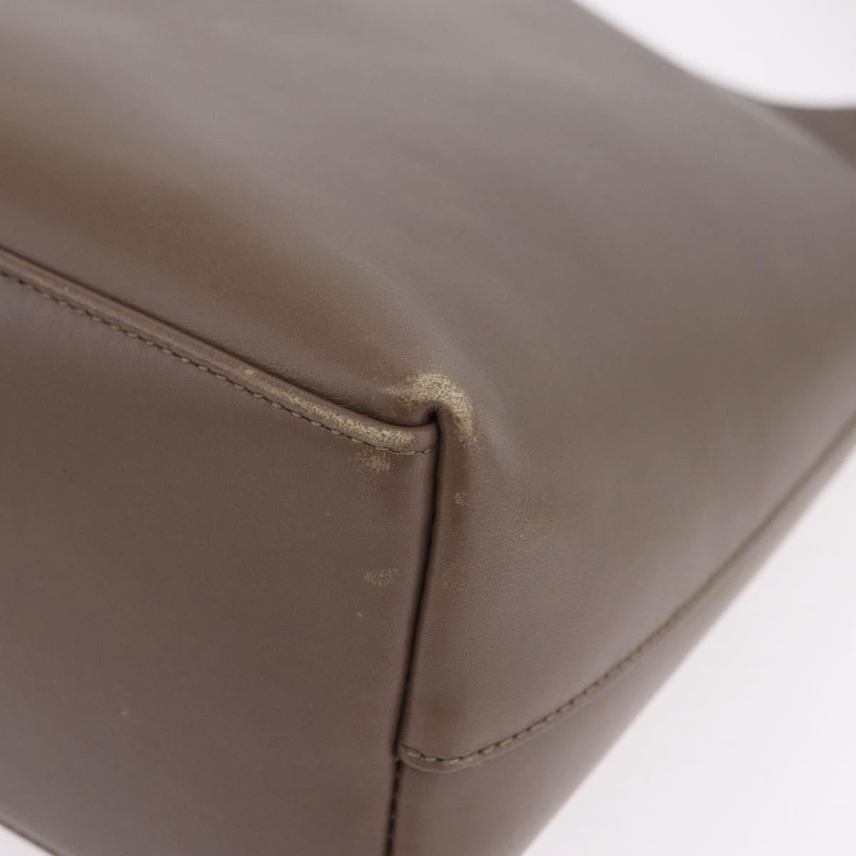 GUCCI Bamboo Hand Bag Leather Gray Gold Tone 001 2058 Auth 206638