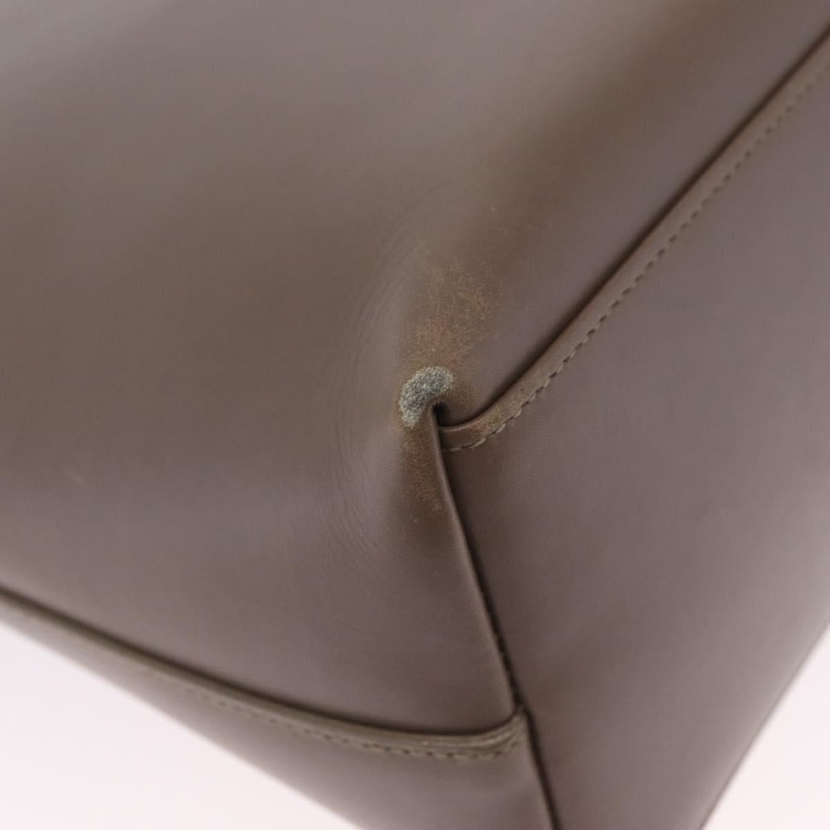 GUCCI Bamboo Hand Bag Leather Gray Gold Tone 001 2058 Auth 206638