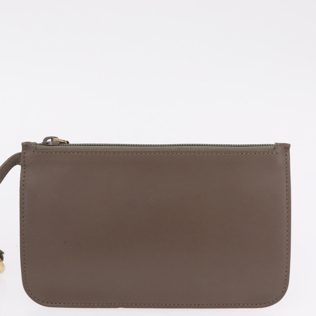 GUCCI Bamboo Hand Bag Leather Gray Gold Tone 001 2058 Auth 206638