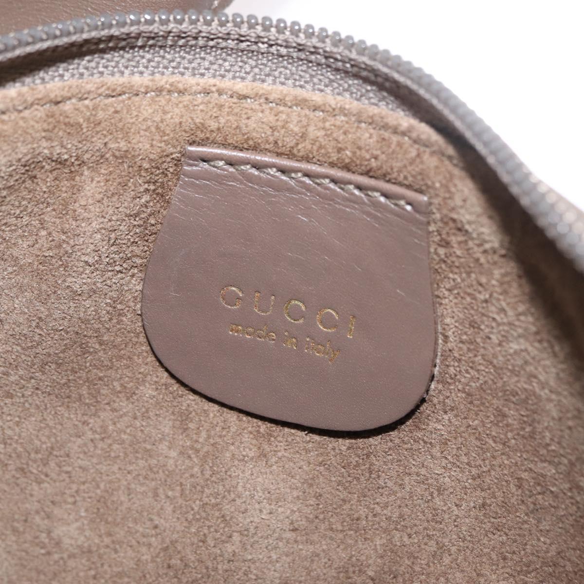 GUCCI Bamboo Hand Bag Leather Gray Gold Tone 001 2058 Auth 206638