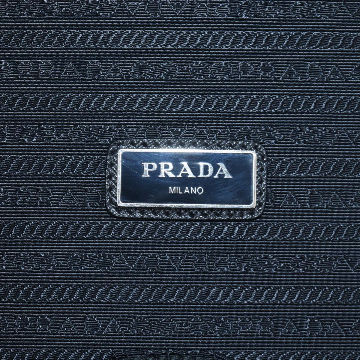 PRADA Trunk Saffiano leather Black Silver Auth 206701V