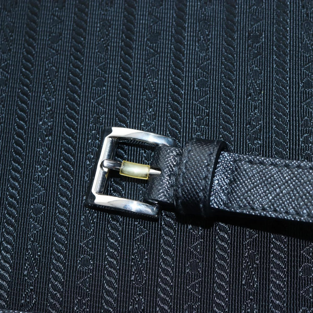 PRADA Trunk Saffiano leather Black Silver Auth 206701V