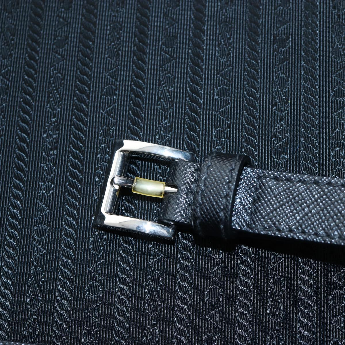 PRADA Trunk Saffiano leather Black Silver Auth 206701V