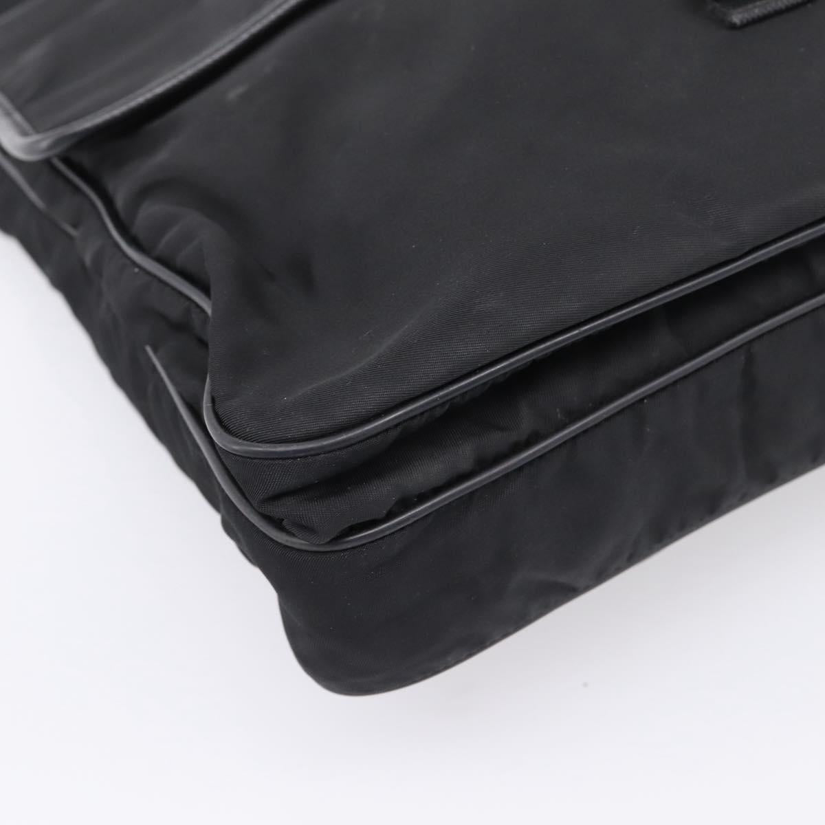 PRADA Shoulder Bag Nylon Black Silver Auth 206732