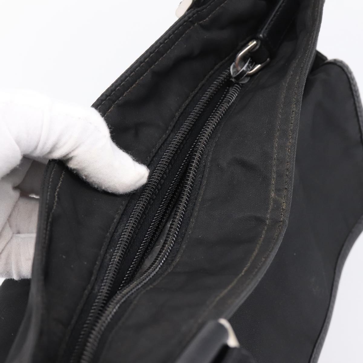 PRADA Shoulder Bag Nylon Black Silver Auth 206732