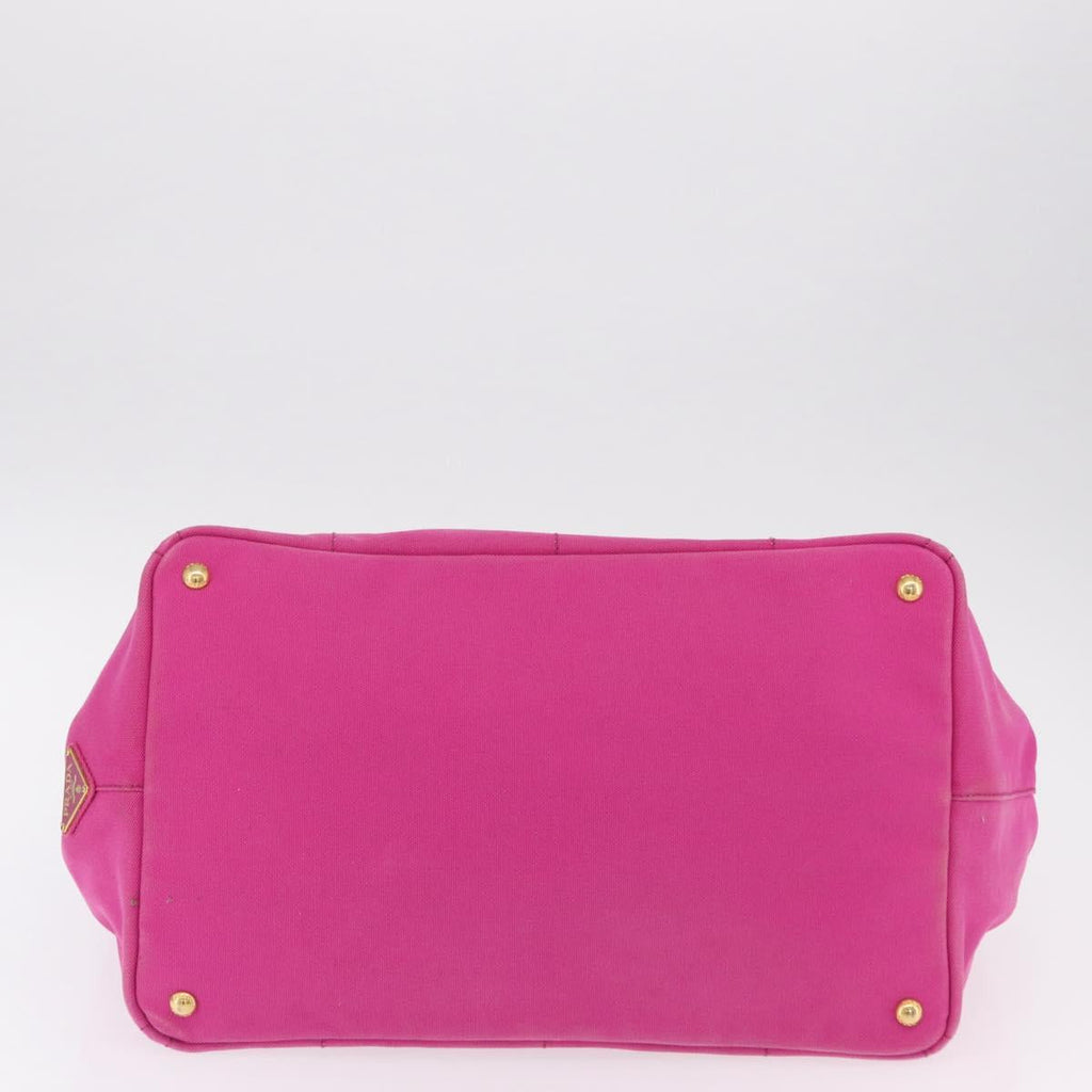 PRADA Canapa L Hand Bag Canvas Pink Gold Auth 206733A