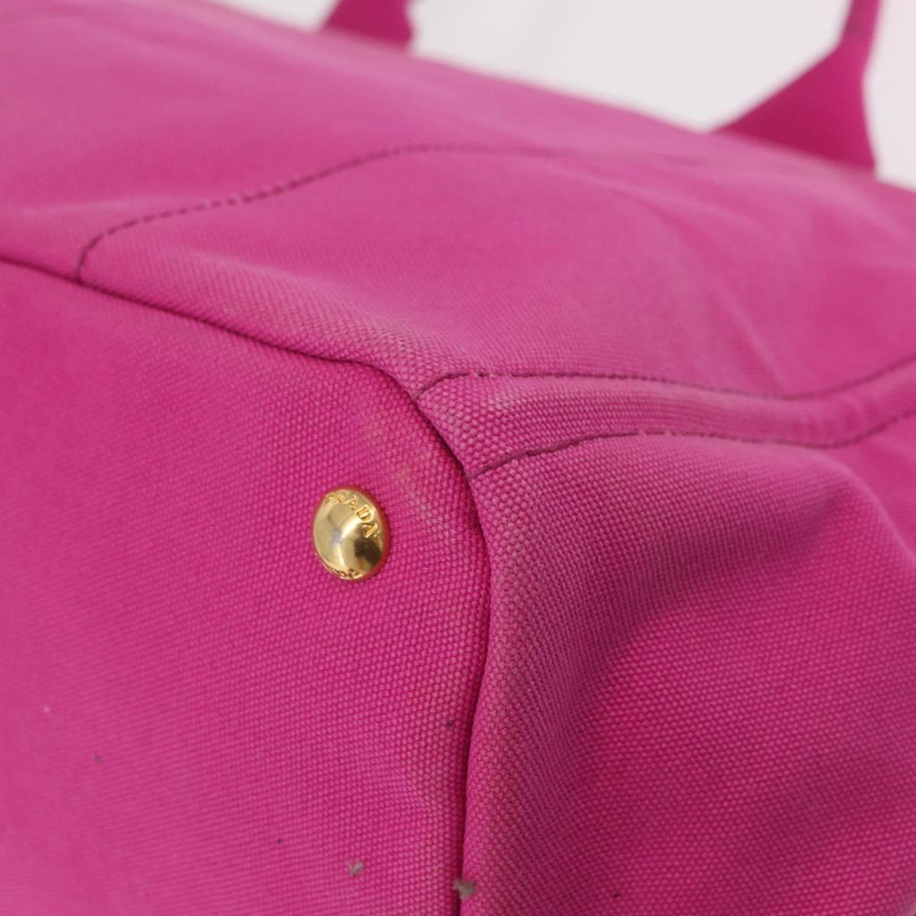 PRADA Canapa L Hand Bag Canvas Pink Gold Auth 206733A
