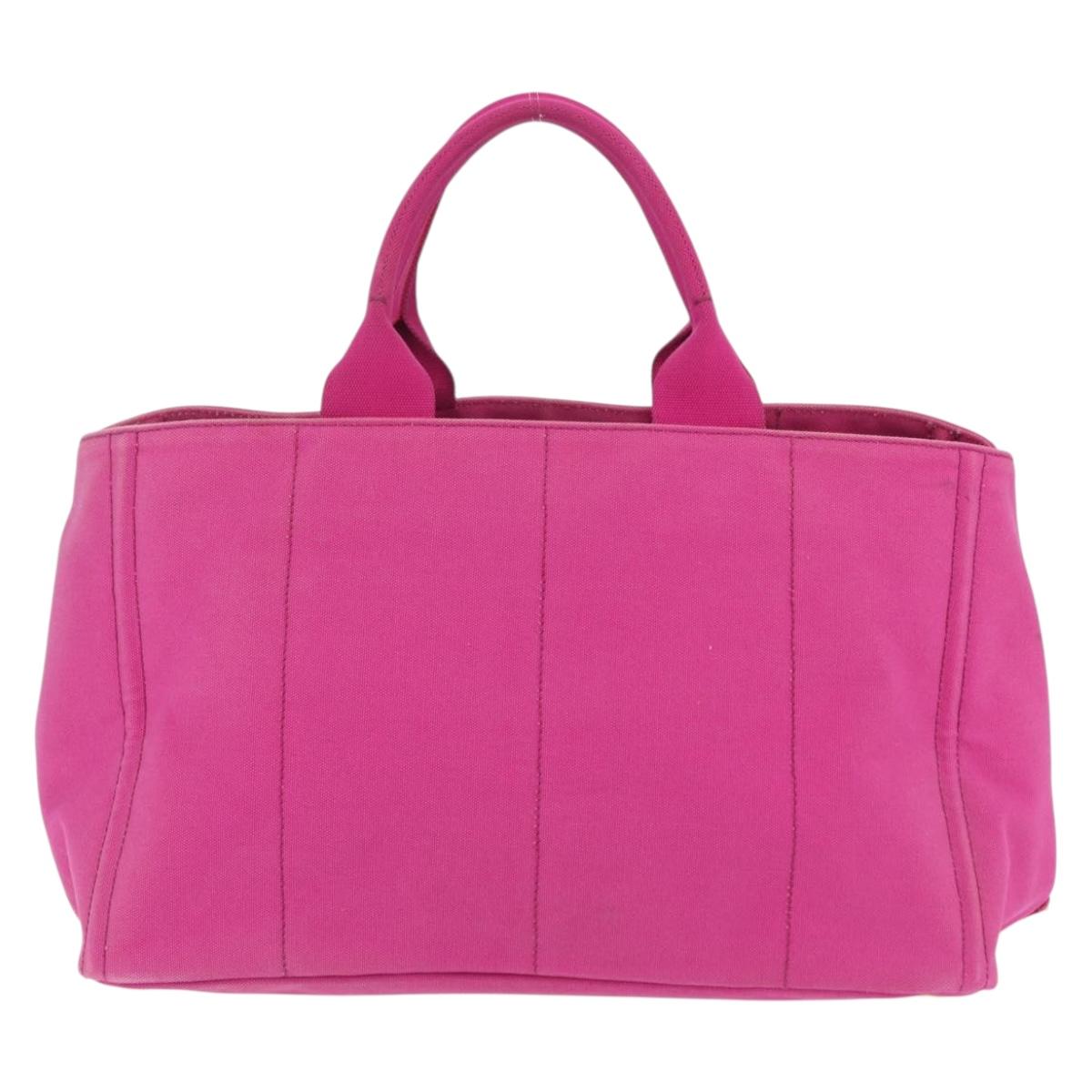PRADA Canapa L Hand Bag Canvas Pink Gold Auth 206733A