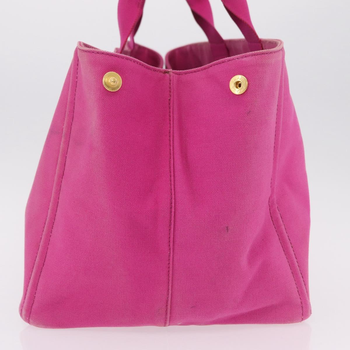 PRADA Canapa L Hand Bag Canvas Pink Gold Auth 206733A