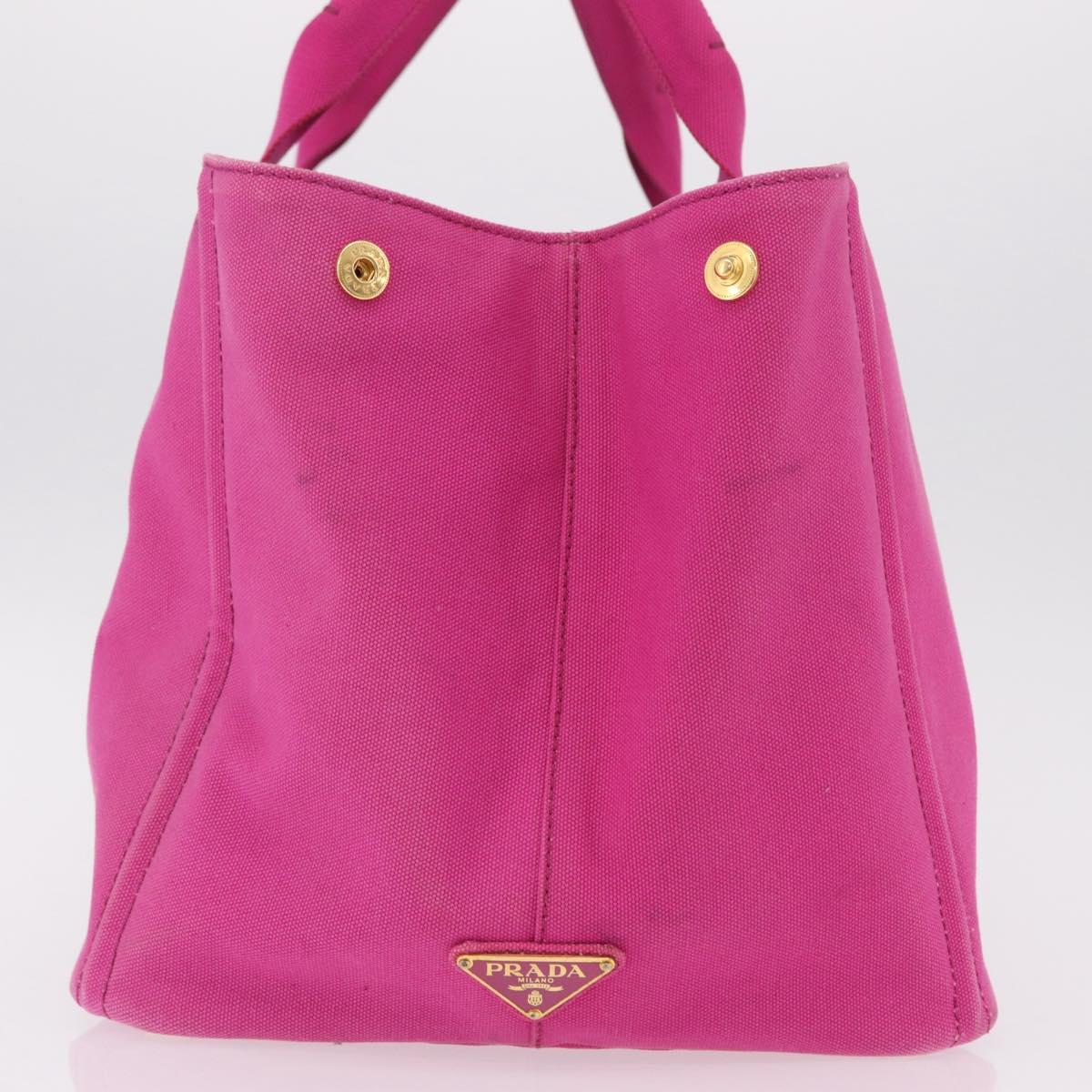 PRADA Canapa L Hand Bag Canvas Pink Gold Auth 206733A