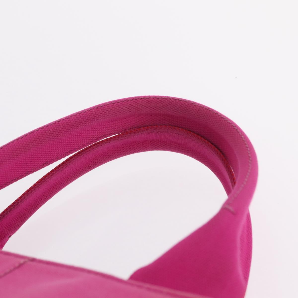 PRADA Canapa L Hand Bag Canvas Pink Gold Auth 206733A