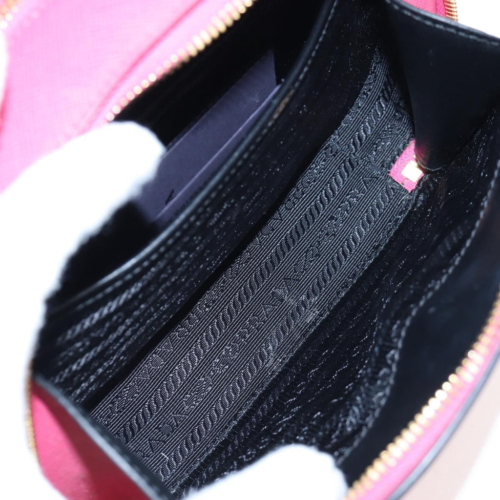 PRADA Hand Bag Safiano Leather 2way Pink Gold Auth 206787V