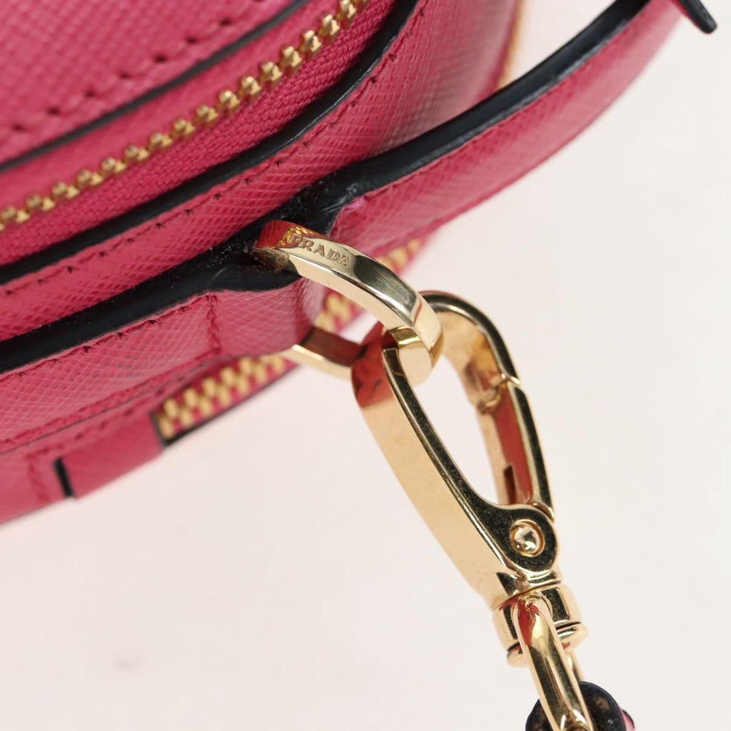 PRADA Hand Bag Safiano Leather 2way Pink Gold Auth 206787V