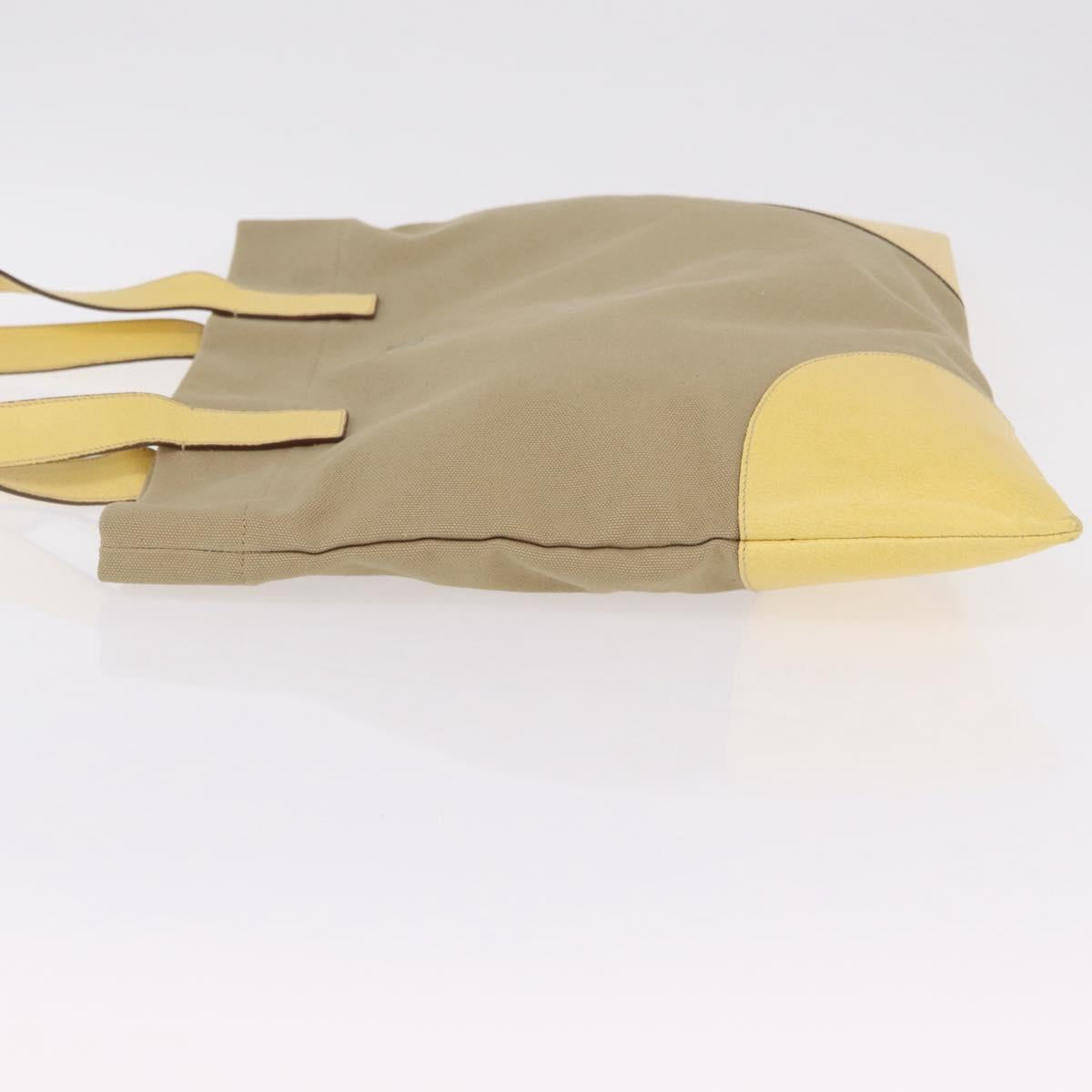 PRADA Hand Bag Canvas Beige Silver Auth 206790A