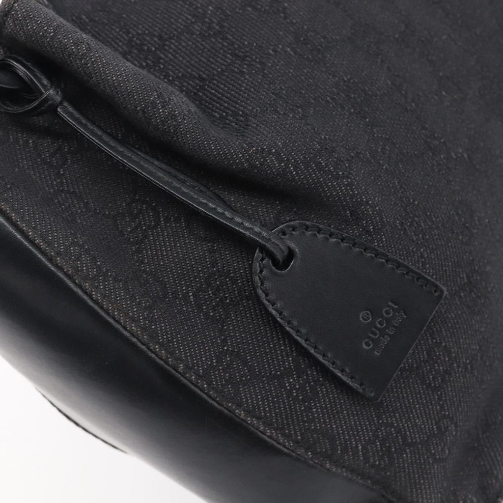 GUCCI GG Canvas Tote Bag Black Silver 101919 Auth 206805