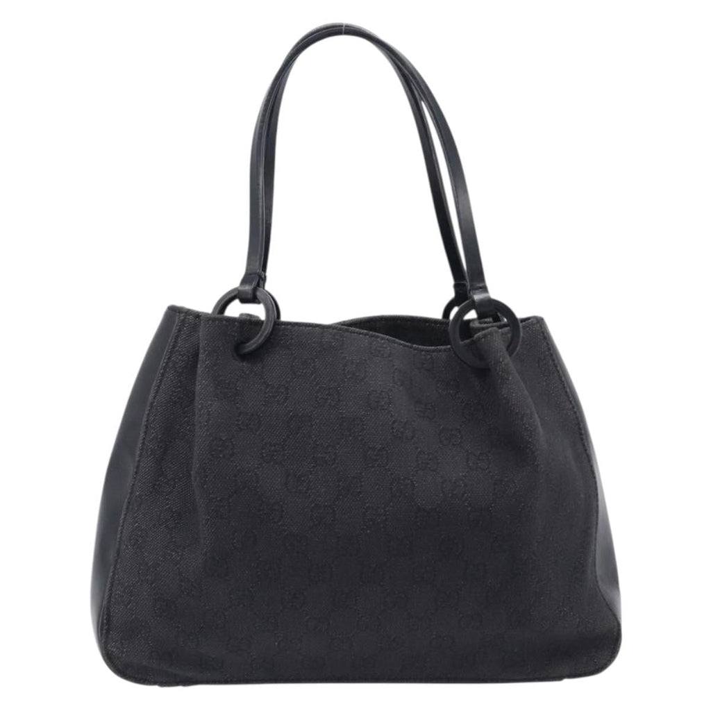 GUCCI GG Canvas Tote Bag Black Silver 101919 Auth 206805