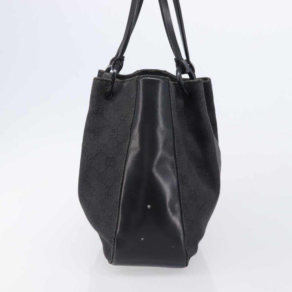 GUCCI GG Canvas Tote Bag Black Silver 101919 Auth 206805