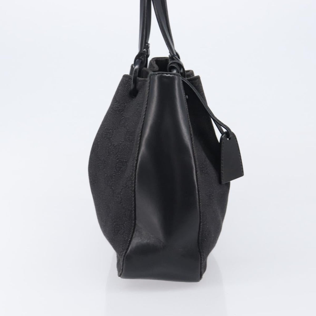 GUCCI GG Canvas Tote Bag Black Silver 101919 Auth 206805