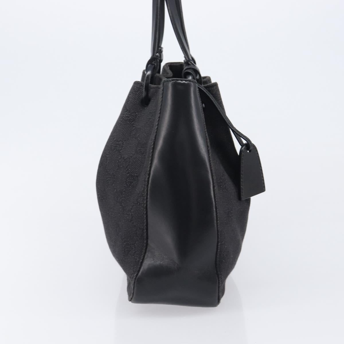 GUCCI GG Canvas Tote Bag Black Silver 101919 Auth 206805
