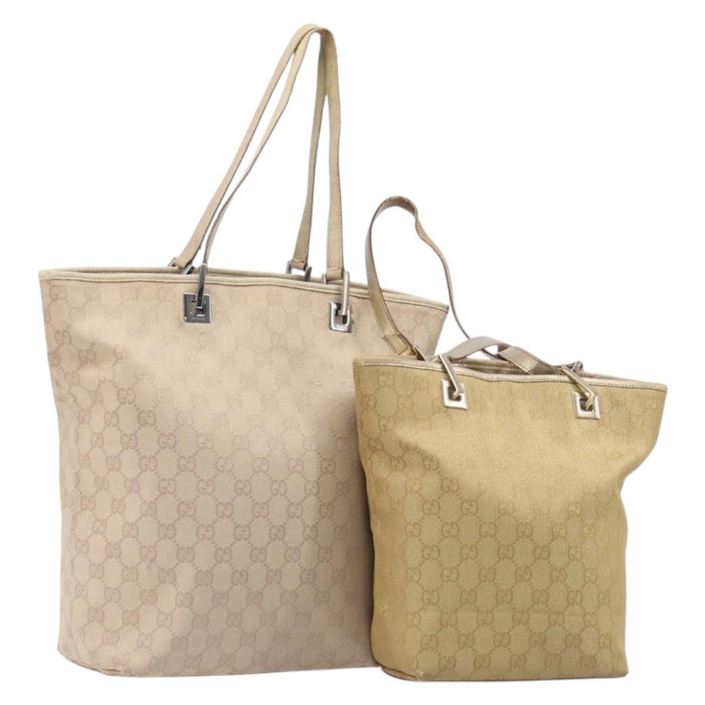 GUCCI GG Canvas Shoulder Bag 2 Set Beige Auth 206848
