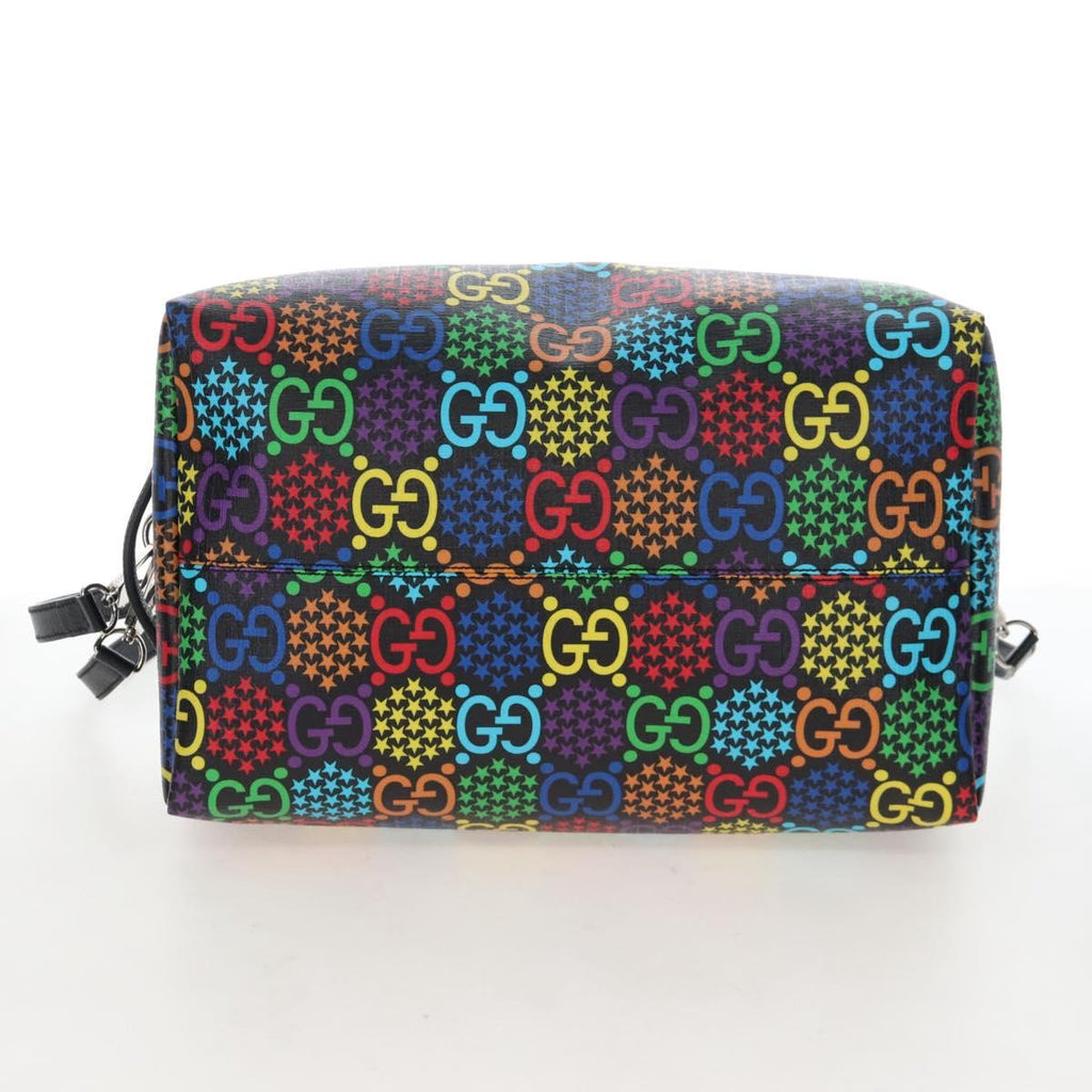 GUCCI GG Psychedelic Boston Bag PVC 2way Multicolor Silver 587866 Auth 206921SAM