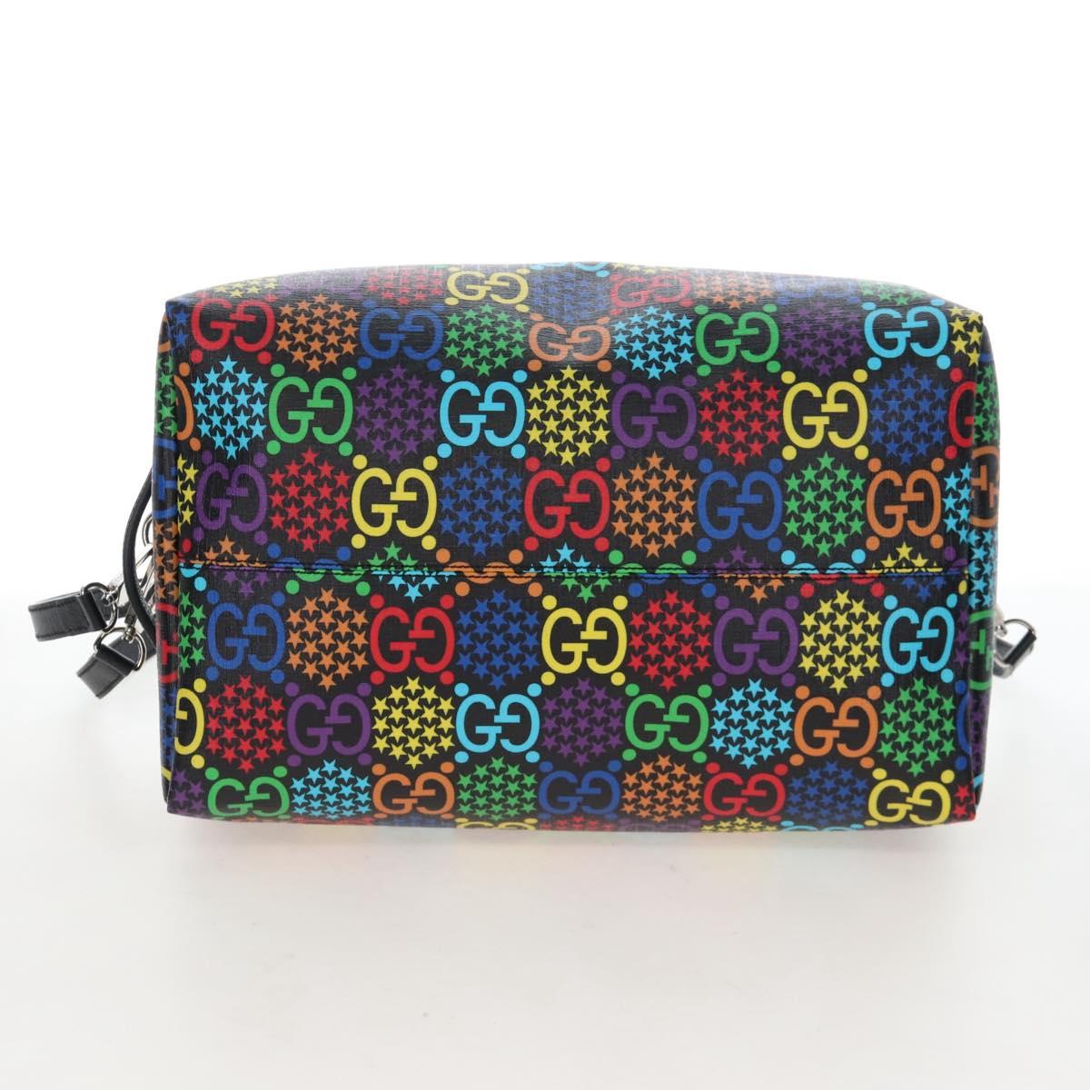 GUCCI GG Psychedelic Boston Bag PVC 2way Multicolor Silver 587866 Auth 206921SAM