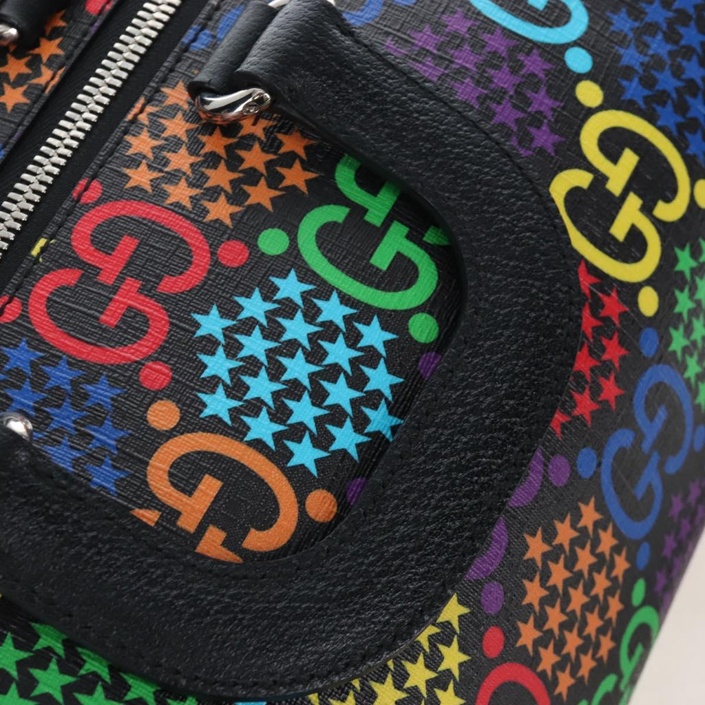 GUCCI GG Psychedelic Boston Bag PVC 2way Multicolor Silver 587866 Auth 206921SAM